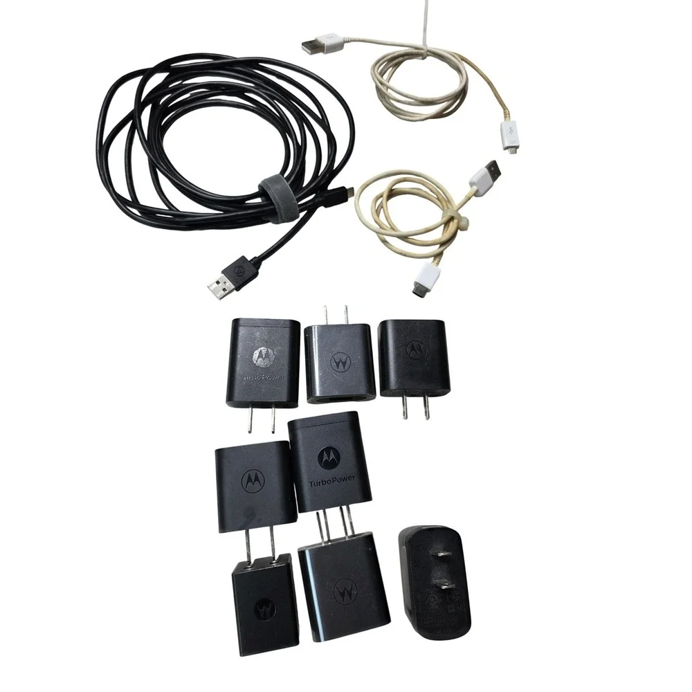 Motorola TurboPower Wall Charger Lot 8 Adapters 3 USB-C Micro Cables SPN5737A W4